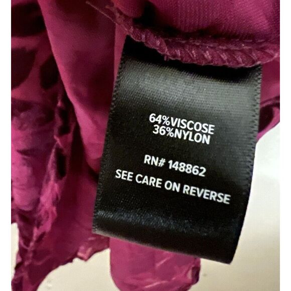Torrid Burnout Velvet Floral Long Sleeve Blouse Magenta Boho Sz 2 Stunning - Picture 9 of 11